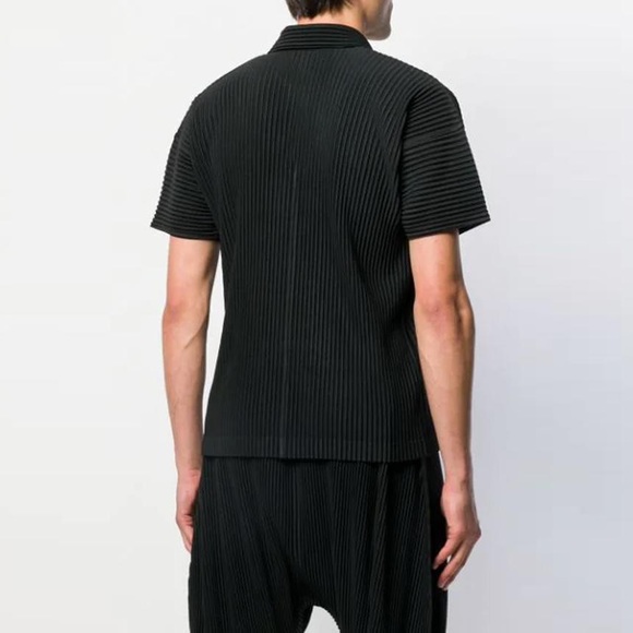Phillipe Marcel Black Pleated Button Down Polo EUC - Picture 2 of 7